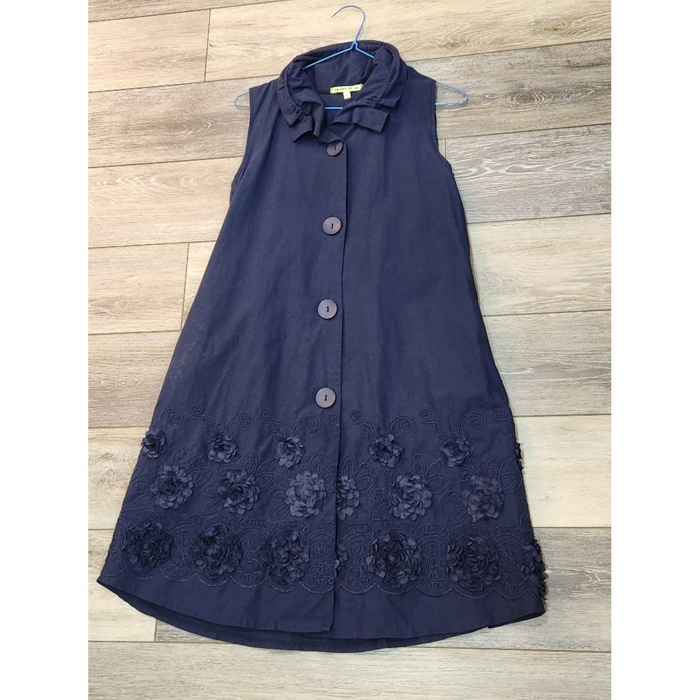 Trisha Tyler Blue Applique Sheath Dress Size Small
